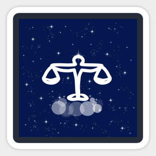 libra, balance, justice, weighing, night, technology, light, universe, cosmos, galaxy, shine, concept, illustration Sticker